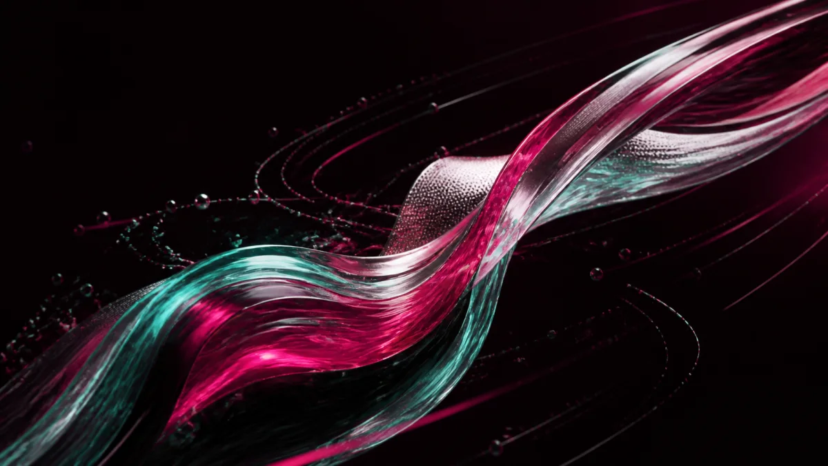 KINETIQ abstract magenta and aqua motion sculpture